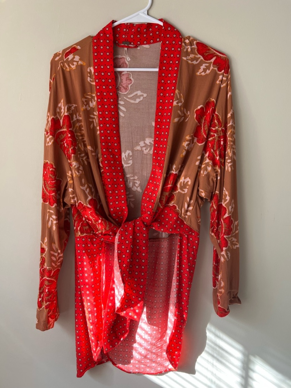 Free People Mixed Print Forget Me Not Kimono Open Front Top